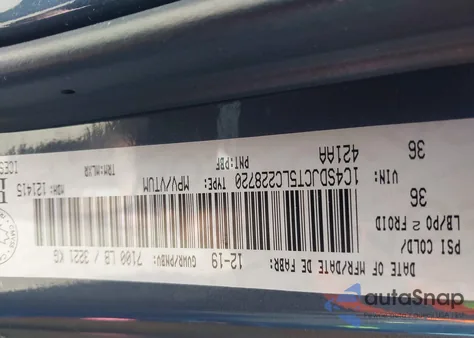 2020 Dodge Durango R/T из США, поврежденный, VIN 1C4SDJCT5LC228720